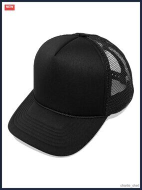 Plain Trucker Hat Mesh Baseball Cap Snap Closure Moisture Wicking